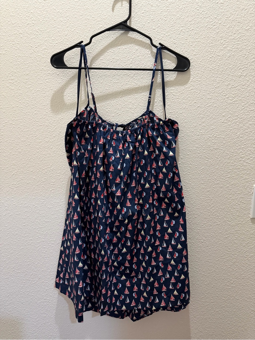 SOLID & STRIPED Navy Sailboat Print Tie-Strap dress